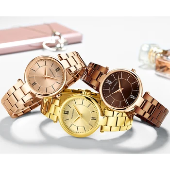 2019 Gadījuma Kvarca Pulksteņi, Nerūsējoša Tērauda Sievietēm Zelta Skatīties Relogio Feminino Ūdensizturīgs Sieviešu Pulkstenis zegarek damski montre femme
