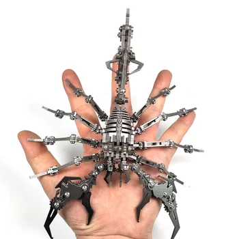 500Pcs+ DIY Nerūsējošā Tērauda 3D Asamblejas Modelis, Ornaments, King Scorpion Komplekts Zelta + Sudraba Karaliene Scorpion Noņemams 3D Puzzle