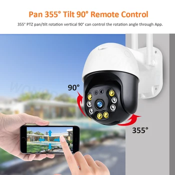 5MP IP Drošības Kamera, WIFI, Auto Izsekošana 1080P HD Āra PTZ Kameras Cilvēka Trauksmes Speed Dome Videonovērošanas divvirzienu Audio H. 265
