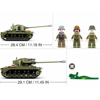 742pcs WW2 M26 Smagais Tanks, Celtniecības Bloki, Modeli, Tehniskos Ķieģeļus WW2 Militāro Karavīriem, Skaitļi Rotaļlietas
