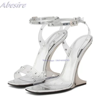 Abesire Jaunu Sieviešu Sandales Dīvaini Stila augstpapēžu kurpes Bez Papēža Sandales Skaidrs, PVC Atvērtu Purngalu Vasaras Apavi Sievietēm zapatos mujer