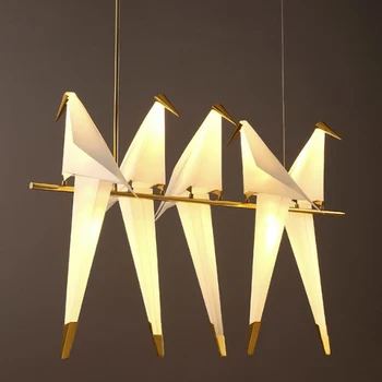 Art Deco Mīlestību Putnu Gold White LED Dzelzs Acryl Dizainers Apturēšanu Gaismeklis Piekariņu Gaismas.Kulons Lampas.Kulons gaismas Foajē