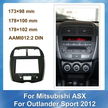 Automašīnas Radio Fascijas par Mitsubishi ASX Outlander Sport 2012. Gada Automašīnas Stereo Facia Dash CD Melns, Uzstādīšanas Komplekts Plāksnes slīpā mala ir MELNI PELĒKA