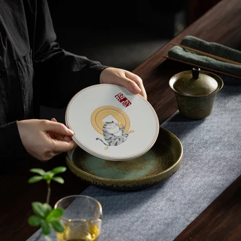 Balta Keramikas Ķīnas Tējas Paplāti Kung Fu Drenāžas Vienkāršu Nelielu Tējas Paplāti Ceremonija Apkalpo Plate Vassoio Decorativo Mājas Dekoru ZP50CP