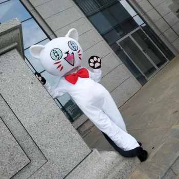 Balts Kaķis ir Talismans Kostīmu Augstas Kvalitātes Kaķis ir Talismans Masku Karnevāls Halloween Puse, Reklāmas Apģērbu pārdošanai