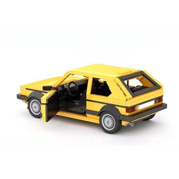 Celtniecības Bloki C4517 Sacīkšu Auto Dzeltena Volkswagen Golf MK1 Rotaļlietas Bērniem Super Automašīnas Modeli