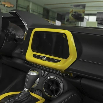 Centrālās Konsoles Navigācijas Displejs Ekrāna Panelis Melns, ABS Dzeltena Chevrolet Camaro 2016-2020 Auto Piederumi