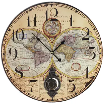 Dekoru Un Doties sienas pulkstenis kartes izgatavots no šķiedras MDF pasaules kartes Tips 58 cm diametrā