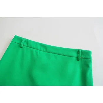 DUOPERI Sieviešu Modes Zaļā Augsta Vidukļa Mini Svārki Ventilācijas Hem Pusē Neredzams Zip Šiks Lady Sieviešu Y2K INS Stilu Īsi Svārki
