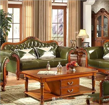 Dzīvojamā istaba mūsdienu ādas dīvāns Eiropas frekvencēs dīvānu komplekts d1421
