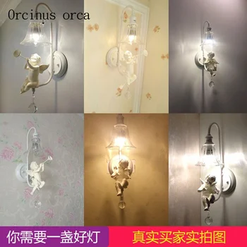 Eiropas Eņģelis radošo sienas lampas mūsdienu minimālisma dzīvo bērnu istabas, guļamistabas lampa Personības dekoratīvās lampas Pastmarkas bezmaksas