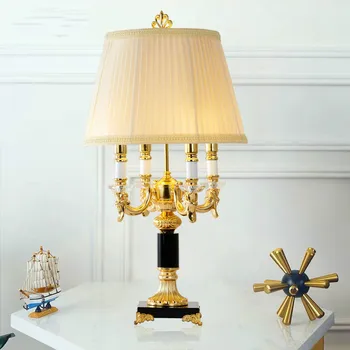Eiropas stila luksusa dzīvojamās istabas kristāla galda lampas gaismas luksusa guļamistabas gultas franču liela black dekoratīvās lampas
