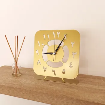Galda pulksteni, Modernu un Ģeometrisko Pulkstenis Desktop Metāla Pulksteņu, Galda pulksteņu, Dziļi Zelta arābu Numurs