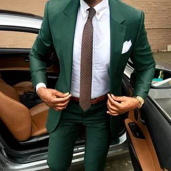 Gy Jaunāko mētelis, bikses dizainu Brūns vīriešu uzvalku biznesa puse kleita pieguļoša elegants tuxedos Kāzu Vasaras jaka+bikses terno