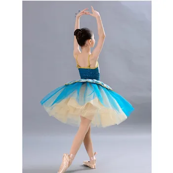H2697 Meitenes, Baleta Deju Kleitu Posmā Zilā Dancewear Bērniem Gulbju Ezers Tutu Kleitas Studentu Profesionālās Darbības Drēbes