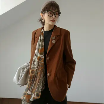 Ir 2021. rudens Stila Hong Kong aromāts retro mazo īss tērps ar zīda šalli zaudēt ikdienas žakete sievietēm