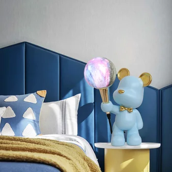 Jauns bērnu istabas galda lampas meitene vīriešu lācis planētas acu aizsardzība led guļamistabas gultas maza nakts lampiņa istabā, dekoratīvās lampas