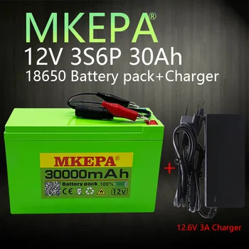 Jaunu 12V30Ah 3S6P 18650 litija baterija+12,6 V 3A lādētāju, iebūvēta 30Ah augsts tekošā BMS, ko izmanto miglotājs, bezmaksas +lādētājs