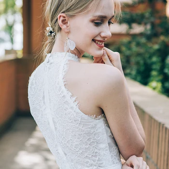 Jaunu vienkārša, balta mežģīņu kāzu augsta vidukļa kāzu kleitas 2018 ilgi, bordo kleita kāzu couture kleita vestido de novia
