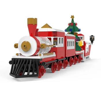 KM Ziemassvētku Sērija Santa Dzelzceļa Vilcienu Celtniecības Blokus Uzstādīt Ceļa Lokomotīvju Ķieģeļi Ideja Transportlīdzekļa Rotaļlietas Bērniem Xmas Dāvanas