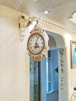 Kvarca Sienas Pulkstenis Dzīvojamā Istabā Double-sided Eiropas Gaismas Luksusa Sienas Pulkstenis Modes Luksusa Izslēgt Reloj De Mizots Mājas Dekoru WT5BGZ