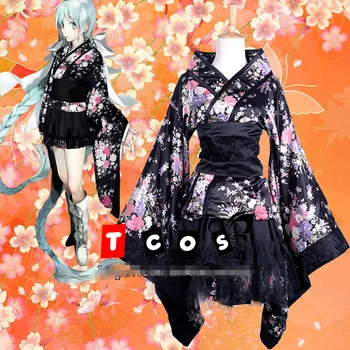 N Cherry blossom festival black cherry blossom kimono smago ķirsis svētlaime tīra zemes meitene kleita cosplay kostīms sieviešu kimono