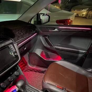 Paneļa apgaismojuma RGB apkārtējās gaismas pasažieru multi-krāsu apkārtējās gaismas VW Tiguan MK2 Neona Gaismas auto salona apgaismojuma