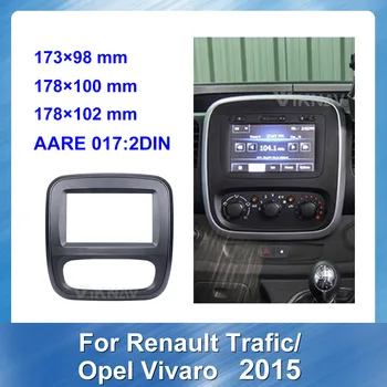 Par Renault Trafic Opel Vivaro. Gadam 2 Din Fascijas Automašīnas Radio, DVD, Panelis, Rāmis Ceļu Meklētājs Paneļa Bezel TUMŠI MELNS Ekrāns