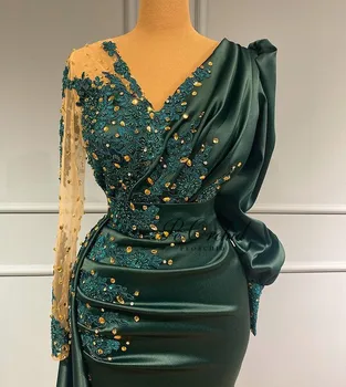 PEORCHID 2022 Musulmaņu Luksusa Fāzēm, Vakara Kleitas Puse Kleita Sievietēm Eleganto Dubaija Mežģīnes Smaragda Sirēna Formālu Kleita