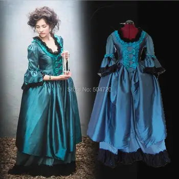 Pielāgoti!Zila Vintage tērpus, 18. Hercogiene Retro viduslaiku, Renesanses Reenactment Teātra pilsoņu kara Viktorijas kleita HL-400