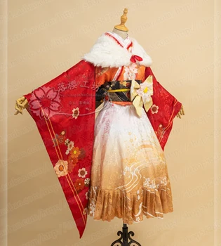 [Pielāgots] VTuber Hololive Tsunomaki Watame Jauno Gadu Kimono Kleita Vienādu Cosplay Tērpu Halloween Puse Apģērbs Sievietēm Jaunu