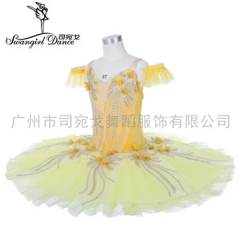 Profesionālās fancy dizains Bērni meiteņu sniegumu dzeltena zelta baleta tutu par bērnu, sieviete JY025