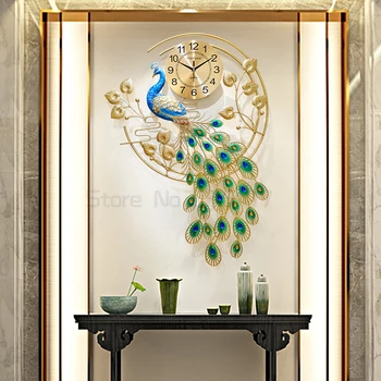 Pāvs pulkstenis sienas pulkstenis dzīvojamā istabā mājas modes kluss mūsdienu dekoratīvo personības pulkstenis Phoenix sienas pulkstenis mājas dekoru