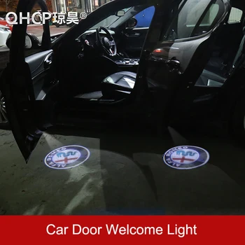 QHCP 2gab Automašīnas Durvis Laipni gaismas Alfa Romeo Giulia Stelvio LED Durvju Brīdinājuma Gaismas Projektoru Gaismas Auto Interjera Aksesuāri