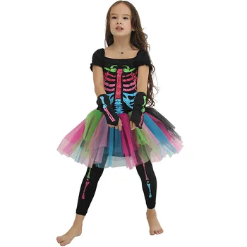 Skatuves Sniegumu Tērpu Krāsu Galvaskausa Punk Meitene Īsi Svārki Halloween Cosplay Kostīms