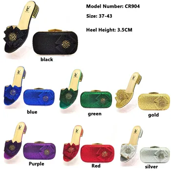 Sudraba Krāsas sandales Sandales ar siksniņām Nigērijas Sievietes Nobriest Stila Kurpes Matching Maisa Komplekts Ērti Papēži Kāzu Puse