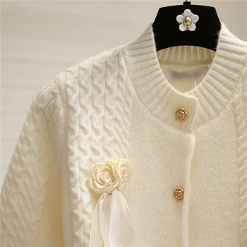 Trikotāžas Jaka Ir 2021. Rudens Ziemas Sieviešu Apģērbu Jaunā Mode Virsdrēbes garām Piedurknēm Džemperis Mētelis Vienkārši Salds Temperaments Augšu