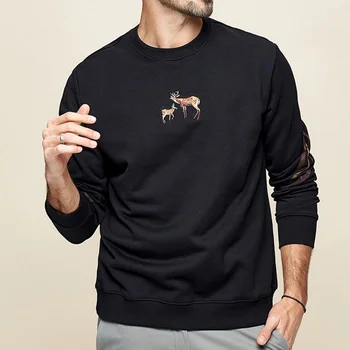 Vīriešu Jaunu Modes O-Veida Kakla Īss Slim Izšūšana Dizaina Modelis Ar Garām Piedurknēm T-Krekls Augstās Kvalitātes Korejiešu Stilā, Džemperi T-Krekls
