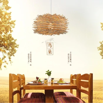 Ķīnas Radošas Personības kulons lampas Vienkārši Viena Galva Bambusa Mākslas Kulons gaismas, Bārs, Restorāns Balkons Putnu kulons lampas