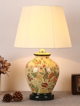 Jaunais Ķīnas Retro Idilliskā Keramikas Galda Lampas Dzīvojamā Istabā Studiju Guļamistabas Gultas Lampa, Amerikāņu Mūsdienu Apdare Nakts Gaisma