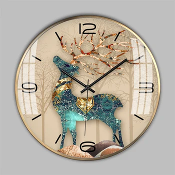 Ķīnas Apaļas Metāla Sienas Pulkstenis Minimālisma Briežu Ziemeļvalstu Radošo Sienas Pulkstenis Ar Modernu Dizainu Reloj De Salīdzinot Sienas Pulksteņi, Mājas Dekoru